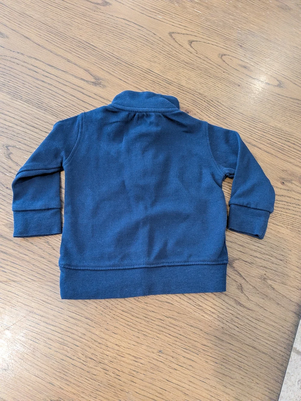 Ralph Lauren Navy Blue Quarter-Zip HlPullover with Plaid Trim, Sz. 6 Months